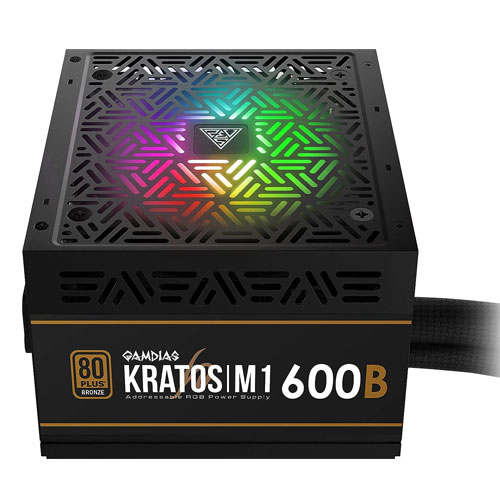 Gamdias Kratos M1-600B RGB 600 WATT 80 Plus Standard Power Supply