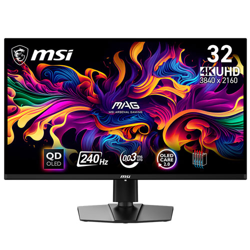 MSI MAG 321UPX 32 Inch QD-OLED UHD (3840x2160) 240Hz 0.03ms Adaptive-Sync Compatible Frameless Gaming Monitor ( 3 YEARS WARRANTY )
