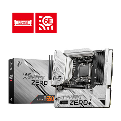 MSI B650M PROJECT ZERO (WIFI) DDR5 Motherboard ( 3 YEARS WARRANTY )